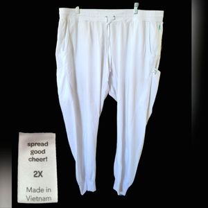 WonderWink White Jogger 2x Scrub Pants